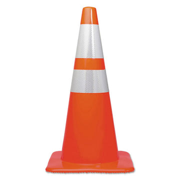 Tatco Traffic Cone, 14 X 14 X 28, Orange-silver freeshipping - TVN Wholesale